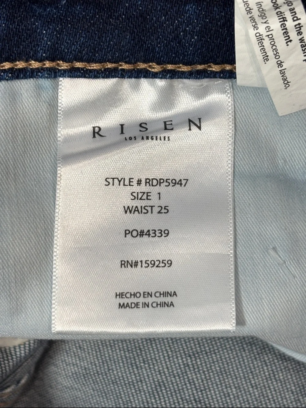 Risen Tummy Control High Rise Distressed Straight Jeans - size 1/25 NWT - Picture 9 of 9